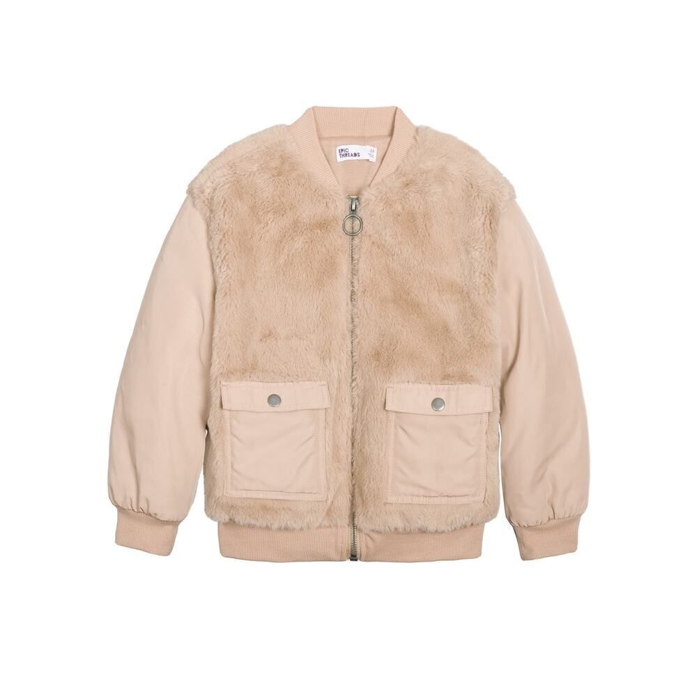 Epic Threads Big Girls Faux Fur Bomber Jacket Desert Mirage Size L